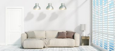 Modern parlak iç. 3D render