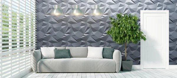 Modern parlak iç. 3D render