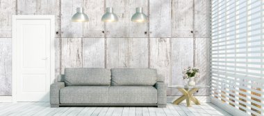 Modern parlak iç. 3D render