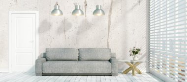 Modern parlak iç. 3D render