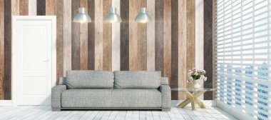 Modern parlak iç. 3D render