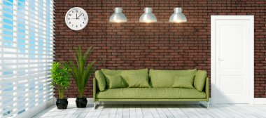 Modern parlak iç. 3D render