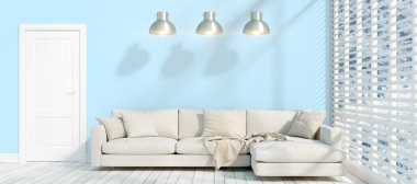 Modern parlak iç. 3D render