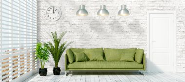 Modern parlak iç. 3D render