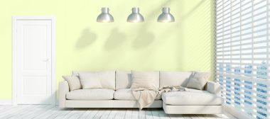 Modern parlak iç. 3D render