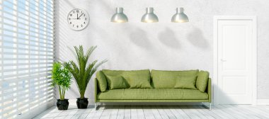 Modern parlak iç. 3D render