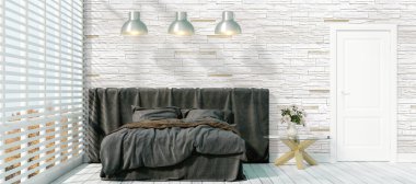 Modern parlak iç. 3D render