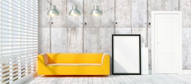 Modern parlak iç. 3D render