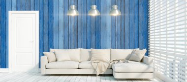 Modern parlak iç. 3D render