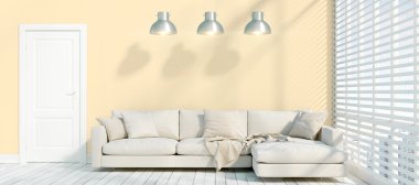 Modern parlak iç. 3D render