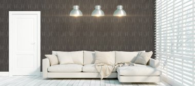 Modern parlak iç. 3D render