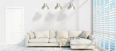 Modern parlak iç. 3D render