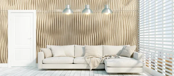 Modern parlak iç. 3D render