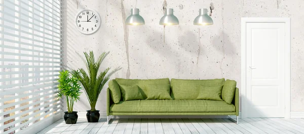 Modern parlak iç. 3D render