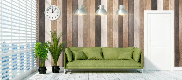 Modern parlak iç. 3D render