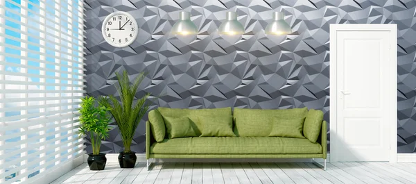 Modern parlak iç. 3D render