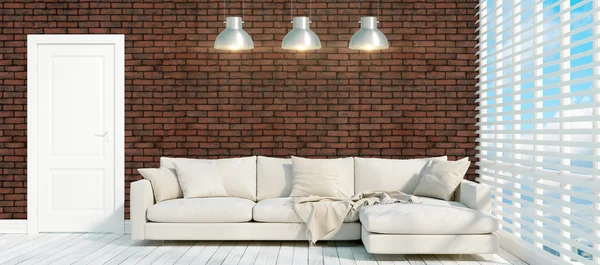 Modern parlak iç. 3D render