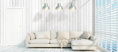 Modern parlak iç. 3D render