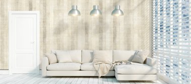 Modern parlak iç. 3D render