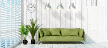 Modern parlak iç. 3D render