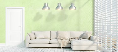 Modern parlak iç. 3D render