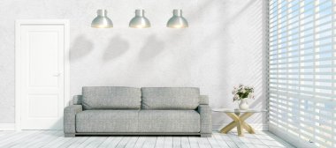 Modern parlak iç. 3D render