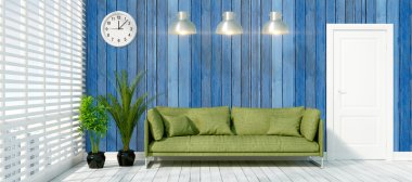 Modern parlak iç. 3D render