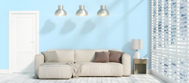 Modern parlak iç. 3D render