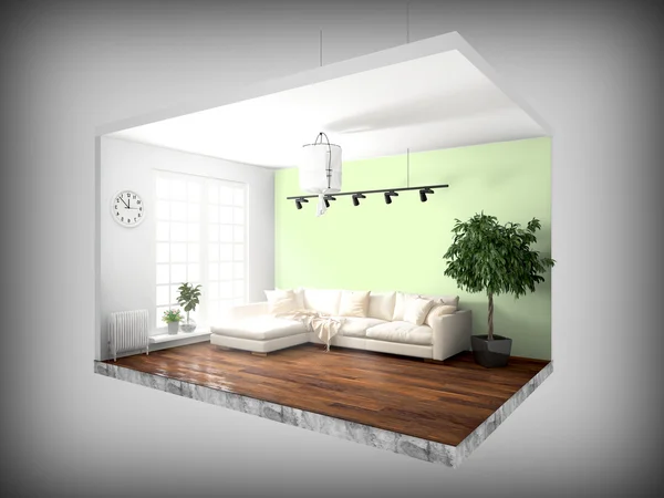 Interior without walls. 3D rendering — Stock Photo, Image