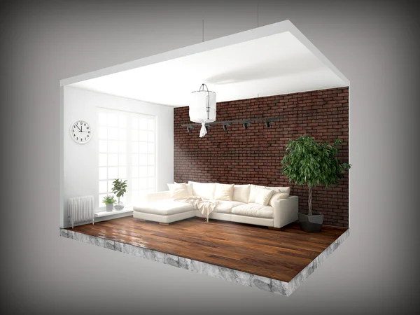 Interior sin paredes. Renderizado 3D — Foto de Stock