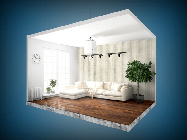 Interno senza pareti. Rendering 3D — Foto Stock