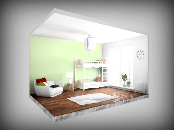 Interior sin paredes. Renderizado 3D — Foto de Stock