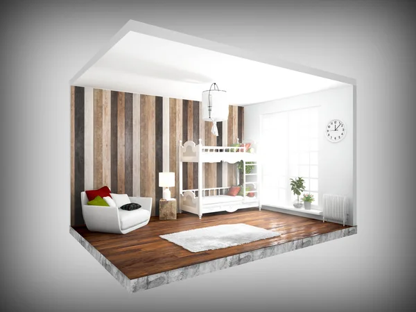 İç duvarları olmadan. 3D render — Stok fotoğraf