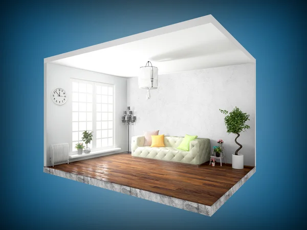 Interior without walls. 3D rendering — Stock Photo, Image