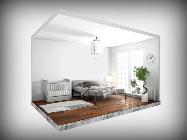 Interno senza pareti. Rendering 3D — Foto Stock