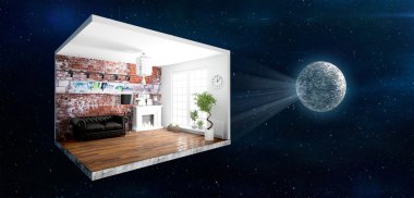 İç duvarları olmadan. 3D render