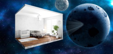 İç duvarları olmadan. 3D render