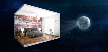 İç duvarları olmadan. 3D render