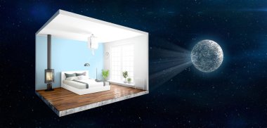 İç duvarları olmadan. 3D render