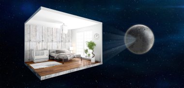 İç duvarları olmadan. 3D render