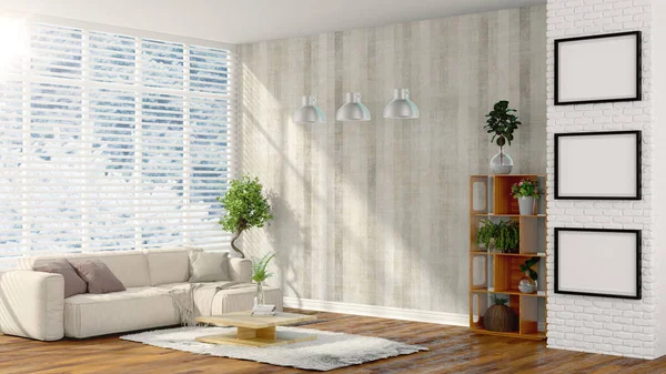 Modern bright interior . 3D rendering — Stock Photo, Image