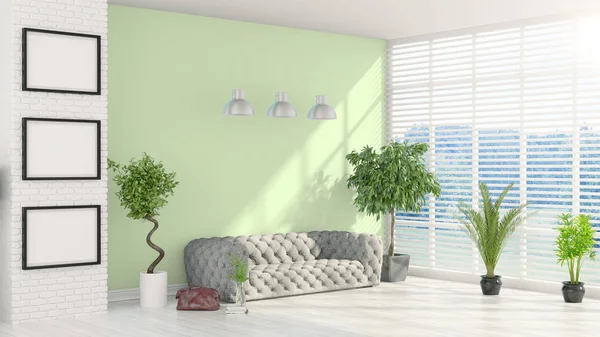 Moderne lichte interieur. 3D-rendering — Stockfoto