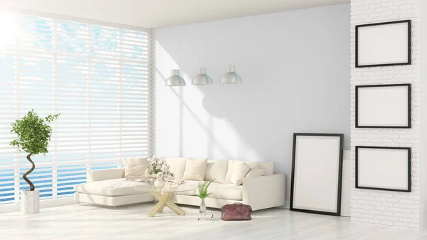 Modern bright interior . 3D rendering — Stock Photo, Image