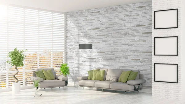 Modern bright interior . 3D rendering — Stock Photo, Image