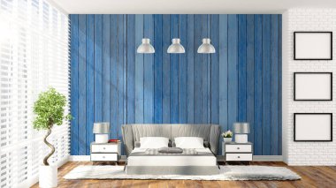 Modern parlak iç. 3D render