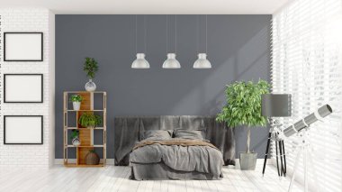 Modern parlak iç. 3D render