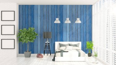 Modern parlak iç. 3D render