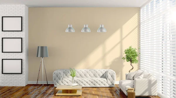 Moderni interni luminosi. Rendering 3D — Foto Stock