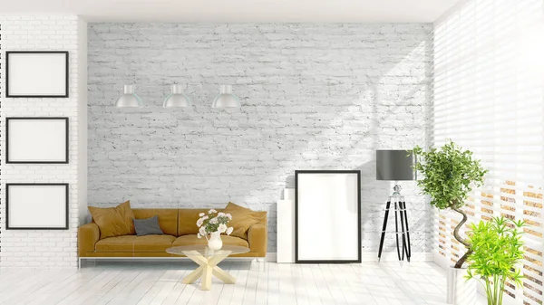 현대 밝은 인테리어. 3 차원 렌더링 — 스톡 사진