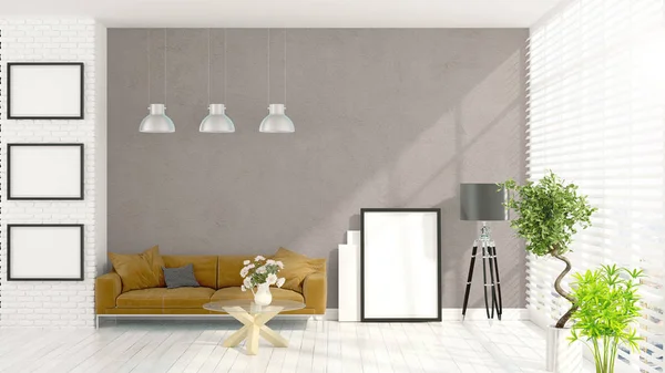 Modern bright interior . 3D rendering — Stock Photo, Image